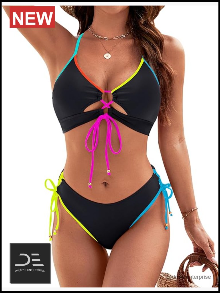 Two Piece Bikini Set With High Cut Bottoms And Removable Padding